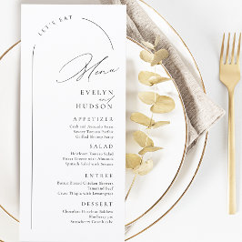 Moderne Skript Minimalistische Bogenhochzeit Menükarte