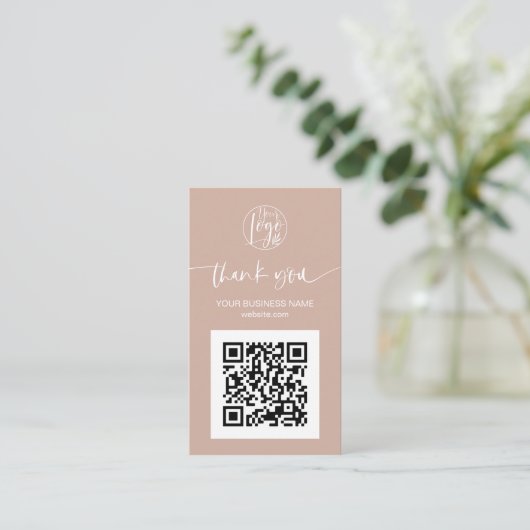 Moderne Skript QR-Code als peach Bestellung Vielen Visitenkarte (Stehend Vorderseite)