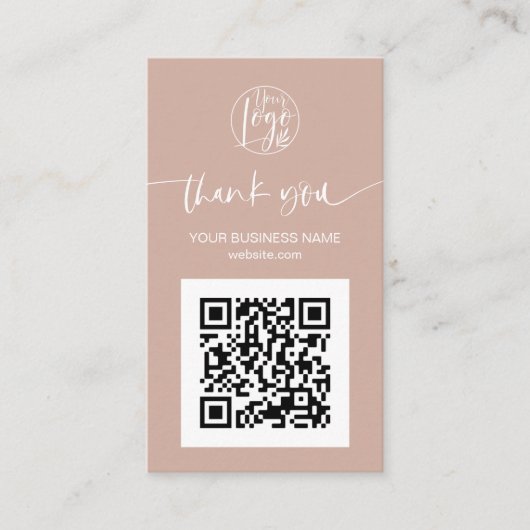 Moderne Skript QR-Code als peach Bestellung Vielen Visitenkarte (Vorderseite)