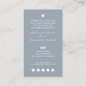 Moderne Skript QR Code dusty Blue Reihenfolge dank Visitenkarte (Rückseite)