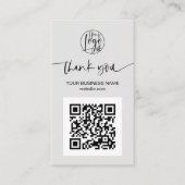 Moderne Skript QR Code graue Reihenfolge danke Visitenkarte (Vorderseite)