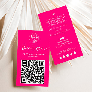 Moderne Skript QR Code neon pink Reihenfolge danke Visitenkarte