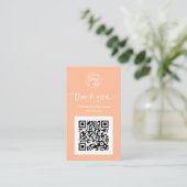 Moderne Skript QR Code peach Bestellung Vielen Dan Visitenkarte (Stehend Vorderseite)