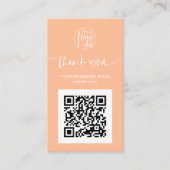 Moderne Skript QR Code peach Bestellung Vielen Dan Visitenkarte (Vorderseite)