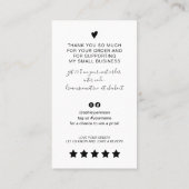 Moderne Skript QR-Code Schwarz-weiße Reihenfolge V Visitenkarte (Rückseite)