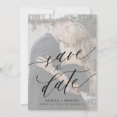 Moderne Skript qr Foto Hochzeit speichern das Datu Save The Date (Vorderseite)