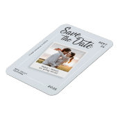 Moderne Skript Save the Date Retro-Foto-Hochzeit Magnet (Linke Seite)