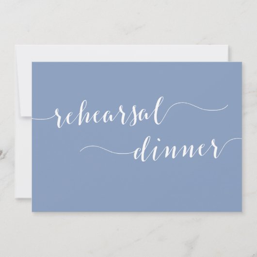 Moderne Skript-Staubblaue Hochzeitsprobe-Dinner-Ei Einladung (Vorderseite)