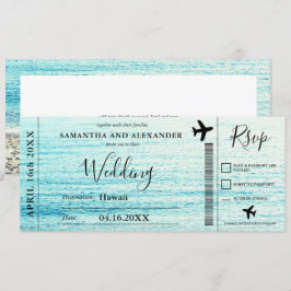 Moderne Skript Strand Flugzeug Boarding Hochzeit Einladung