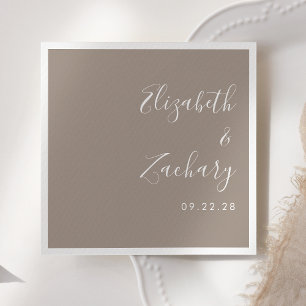 Moderne Skript-Taupe-Hochzeit Serviette