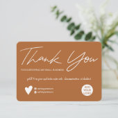 Moderne Skript terracotta Bestellung Vielen Dank Dankeskarte (Stehend Vorderseite)