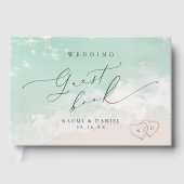 Moderne Skriptanhöre in der Hochzeit am Sandstrand Gästebuch (Vorderseite)