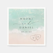 Moderne Skriptanhöre in der Hochzeit am Sandstrand Serviette (Vorderseite)