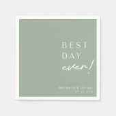 Moderne Skriptbester Tag je Sage Grüne Hochzeit Serviette (Vorderseite)