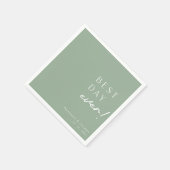 Moderne Skriptbester Tag je Sage Grüne Hochzeit Serviette (Ecke)