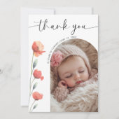 Moderne Skriptbogenrahmen blühen Dankeskarte (Vorderseite)