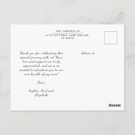 Moderne Skriptbogenrahmen blühen Postkarte (Rückseite)