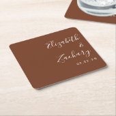 Moderne Skriptcoffee Brown Hochzeit Rechteckiger Pappuntersetzer (angewinkelt)
