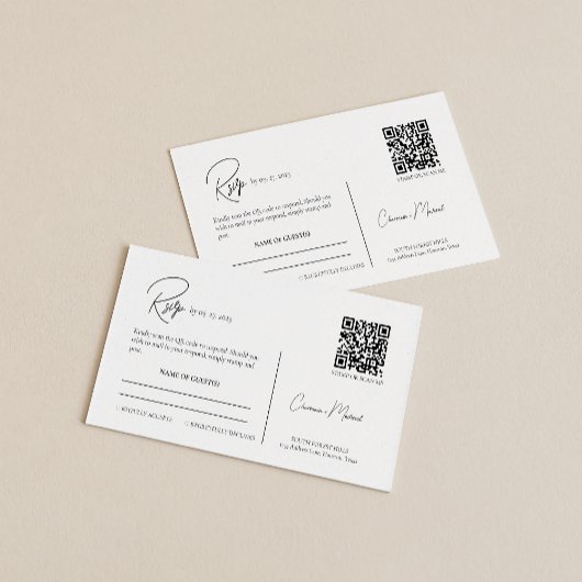 Moderne Skripte Einfache UAwg Hochzeit QR-Code Begleitkarte