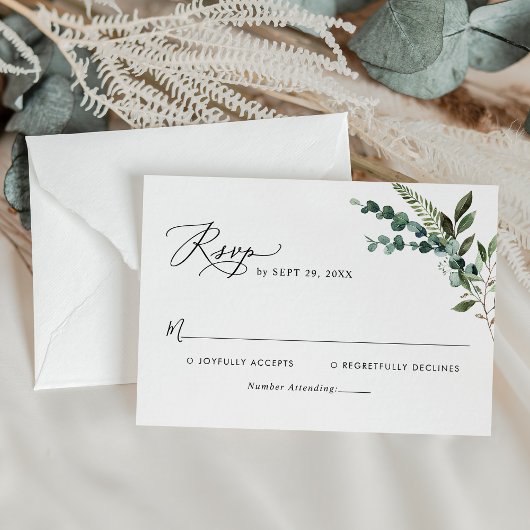 Moderne Skripte Rustikale Hochzeit RSVP Karte
