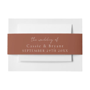 Moderne Skripte rustikale Terracotta Hochzeit von Einladungsbanderole