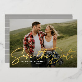 Moderne Skripte trendy ein Foto Save the Date Folieneinladung