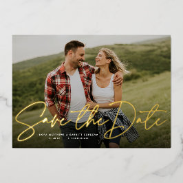 Moderne Skripte trendy ein Foto Save the Date Folieneinladung