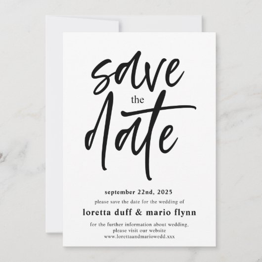 Moderne Skripteinladung Save the Date Einladung (Vorderseite)