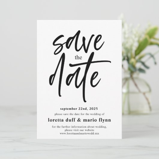 Moderne Skripteinladung Save the Date Einladung (Stehend Vorderseite)