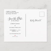 Moderne Skriptereien speichern das Datum Ankündigungspostkarte (Rückseite)