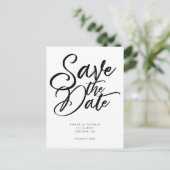 Moderne Skriptereien speichern das Datum Ankündigungspostkarte (Stehend Vorderseite)