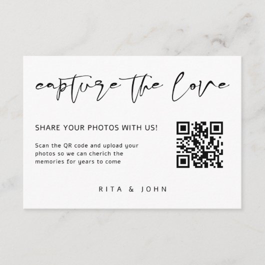 Moderne Skripterfassung Der QR-Code der Liebe Begleitkarte (Vorderseite)