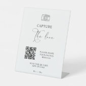 Moderne Skripterfassung Die Liebe QR-Code Hochzeit Sockelschild (Vorderseite)