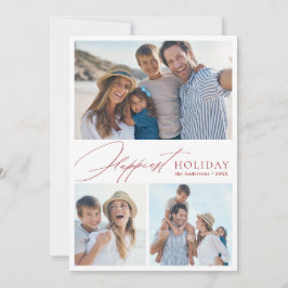 Moderne Skriptfamilie 3 Foto Gute Weihnachtskarte Feiertagskarte