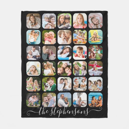 Moderne Skriptfamilie Name 30 FotoCollage Fleecedecke (Vorderseite)