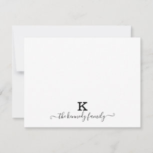 Moderne Skriptfamilie Name Monogram Black and Whit Mitteilungskarte