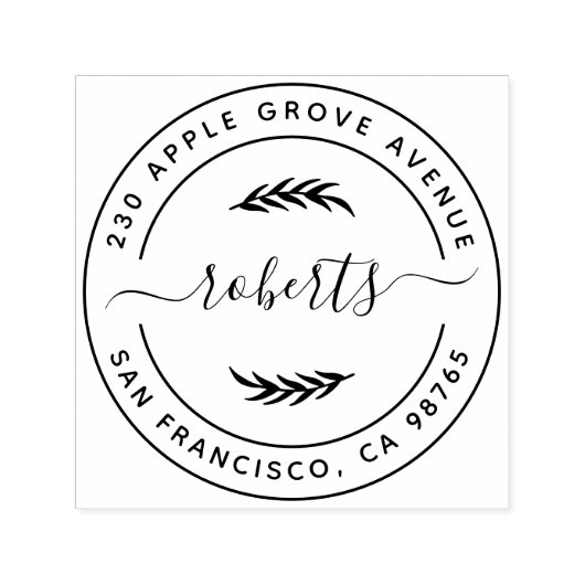 Moderne Skriptfamilie Name Runde Rücksendeadresse Permastempel (Design)