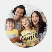 Moderne SkriptFAMILLIE 2 Fotos mit benutzerdefinie Ornament Aus Metall (Vorderseite)