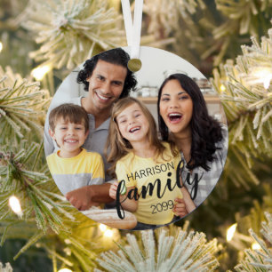 Moderne SkriptFAMILLIE 2 Fotos mit benutzerdefinie Ornament Aus Metall