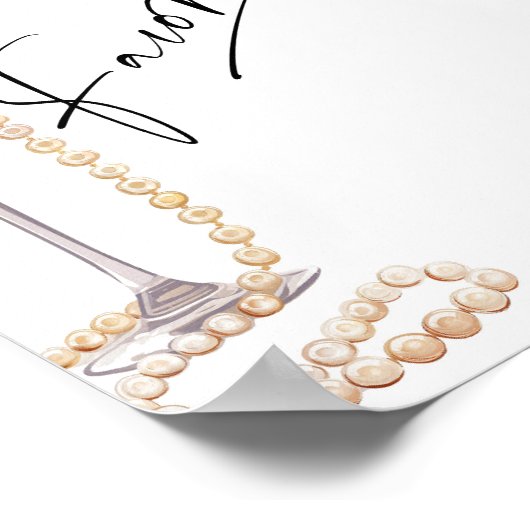 Moderne Skriptfavoriten Perlen und Prosecco-Dusche Poster (Ecke)