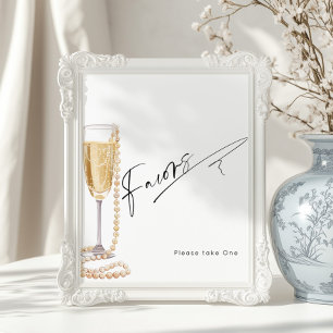 Moderne Skriptfavoriten Perlen und Prosecco-Dusche Poster