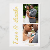 Moderne Skriptfolie Hochzeit danke Karte (Vorderseite)