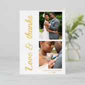 Moderne Skriptfolie Hochzeit danke Karte (Stehend vorne)