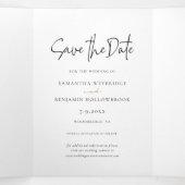 Moderne Skriptfotocollage Hochzeit speichern das D Dreifach Gefaltete Ankündigung (Innenseite Mitte)