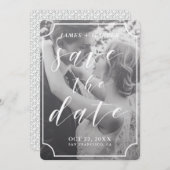 Moderne Skriptgrenze | Benutzerdefiniertes Foto Sa Save The Date (Vorne/Hinten)