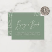 Moderne Skriptgrün Babydusche bringt Buch Mitteilungskarte (Vorderseite/Rückseite Beispiel)