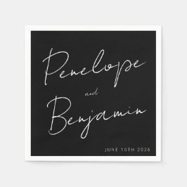 Moderne Skripthandschrift Custom Wedding Black Serviette