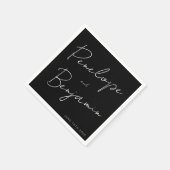 Moderne Skripthandschrift Custom Wedding Black Serviette (Ecke)