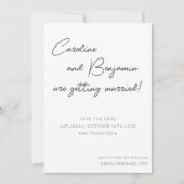 Moderne Skripthandschrift Hochzeit Weiß Schwarz Save The Date (Vorderseite)