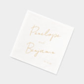 Moderne Skripthandschrift Hochzeit Weiß und Gold Servietten Mit Folie (Links)